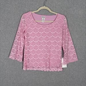 90s Y2K Nicola Lace Top Small Blouse Scallop Festival Coquette Feminine Twee USA